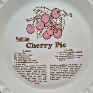 Watkins Cherry Pie Recipe Pie Plate 11 Inches Across 2 Inches Deep